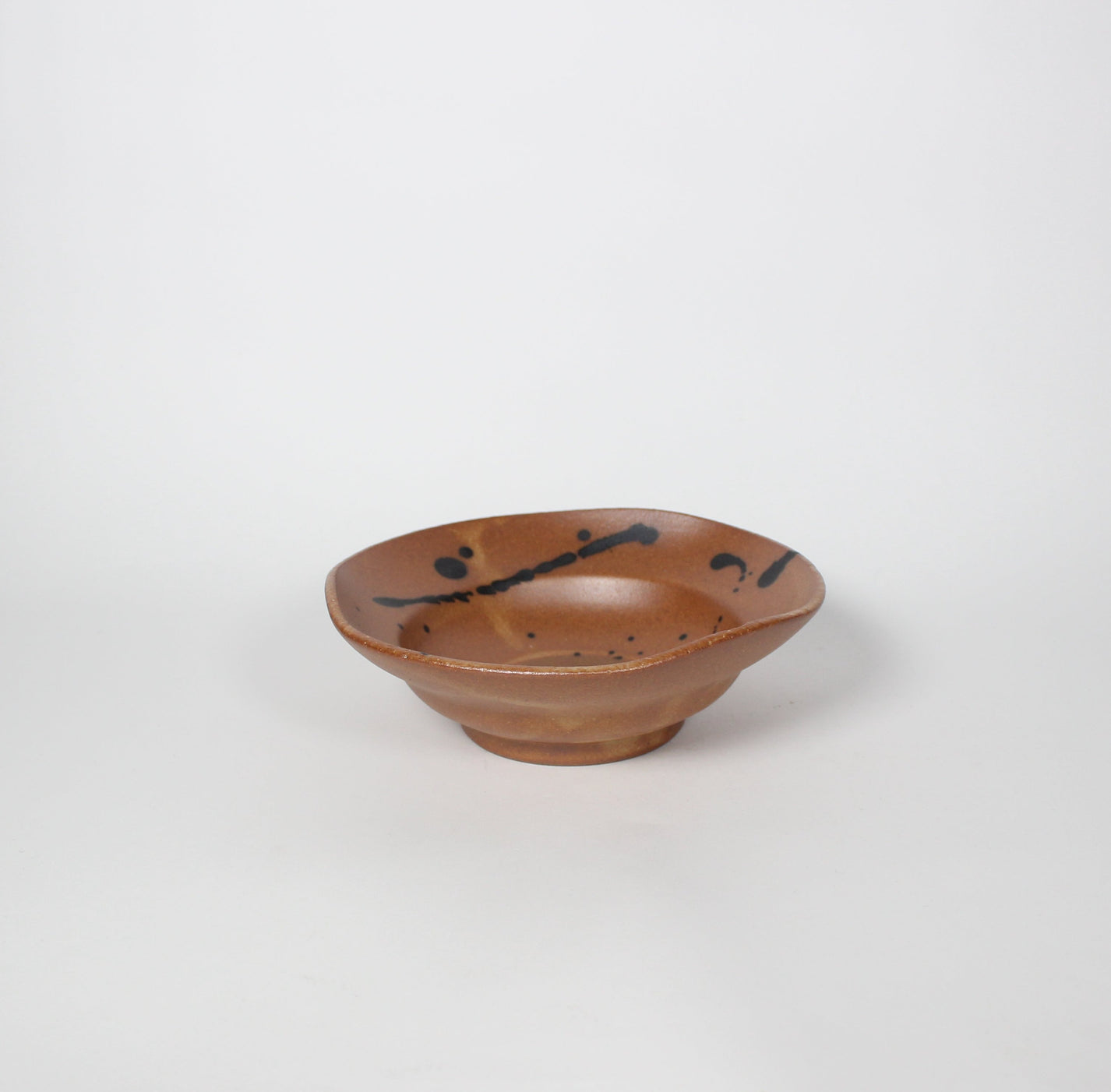 Japanese Ceramic Splatter Bowl, Mustard