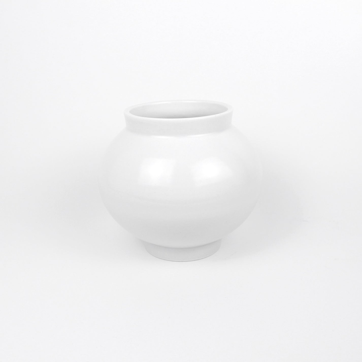 Korean Baekja White Ceramic Moon Jar, H 5.25"