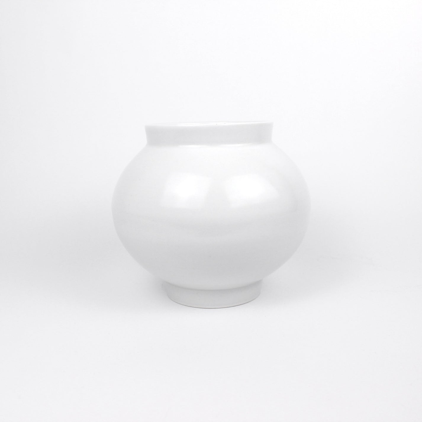 Korean Baekja White Ceramic Moon Jar, H 5.25"