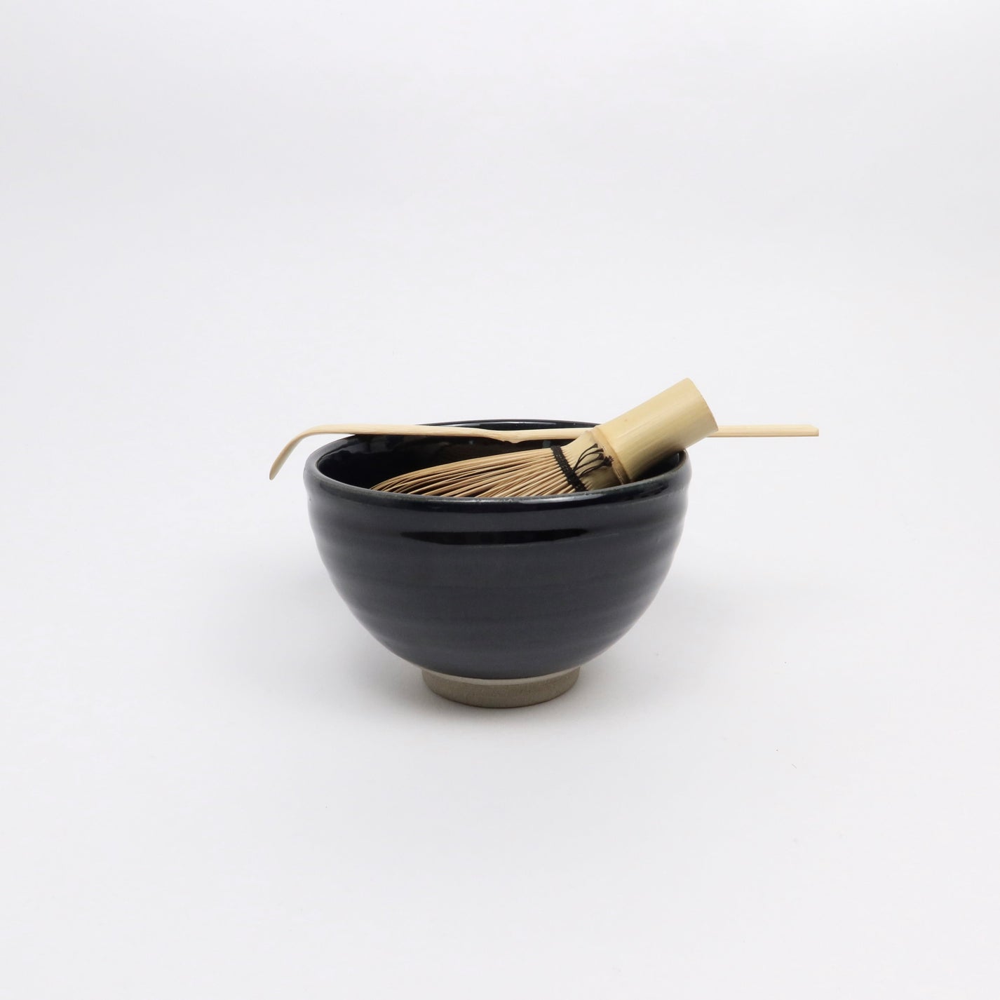 Japanese Mino-yaki Ceramic Matcha Bowl, Dark Midnight