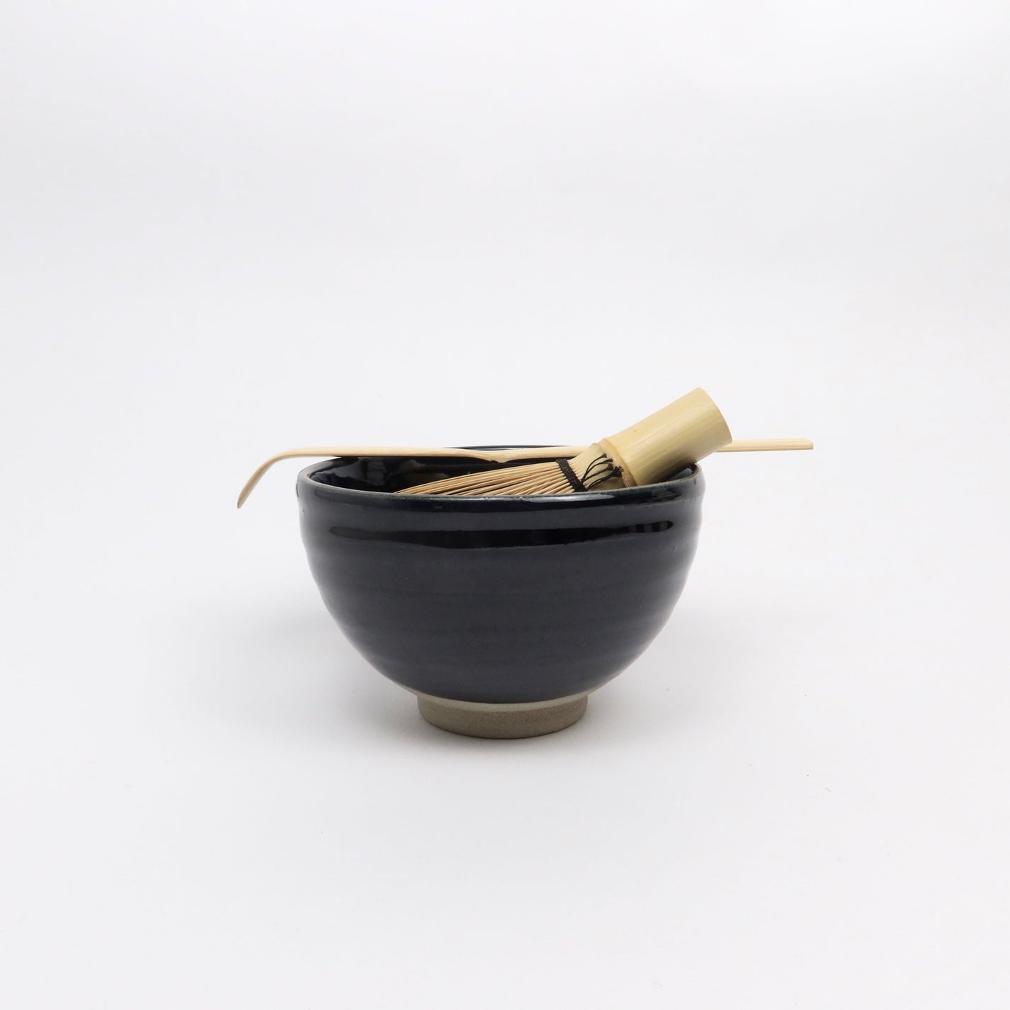 Japanese Mino-yaki Ceramic Matcha Bowl, Dark Midnight