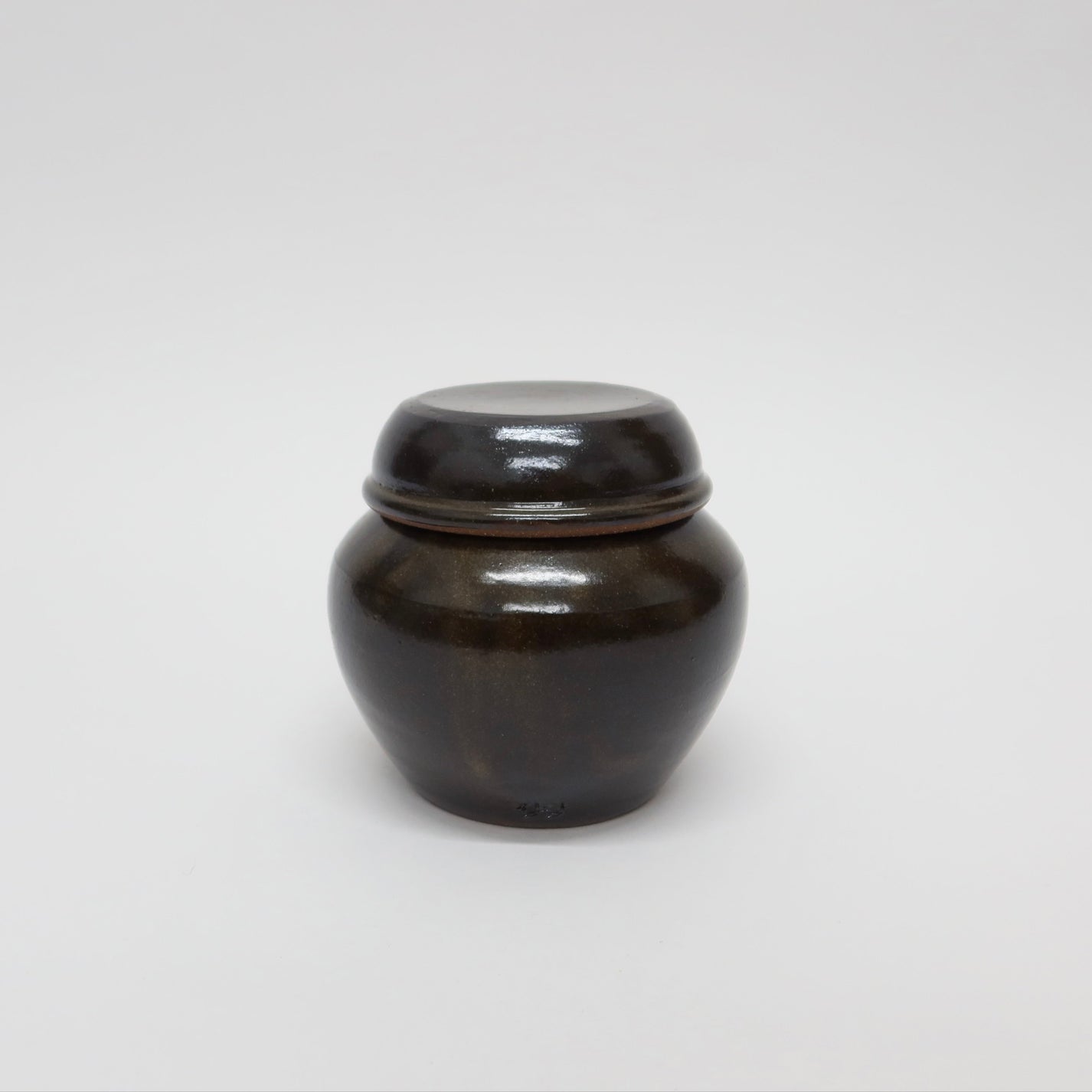 Korean Onggi Earthenware Flat Lidded Jar, 3 Sizes