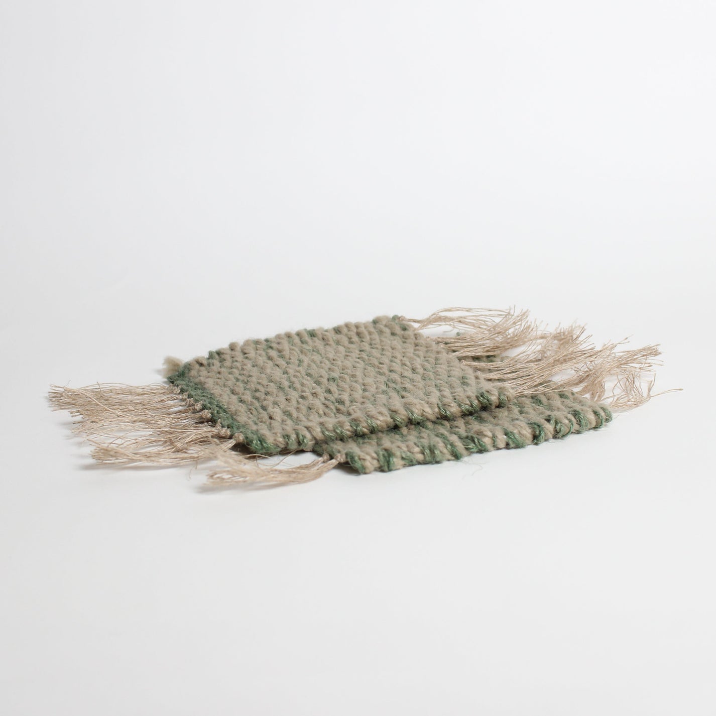 Korean Hand-knitted Tweed Coaster Set, Sage Green