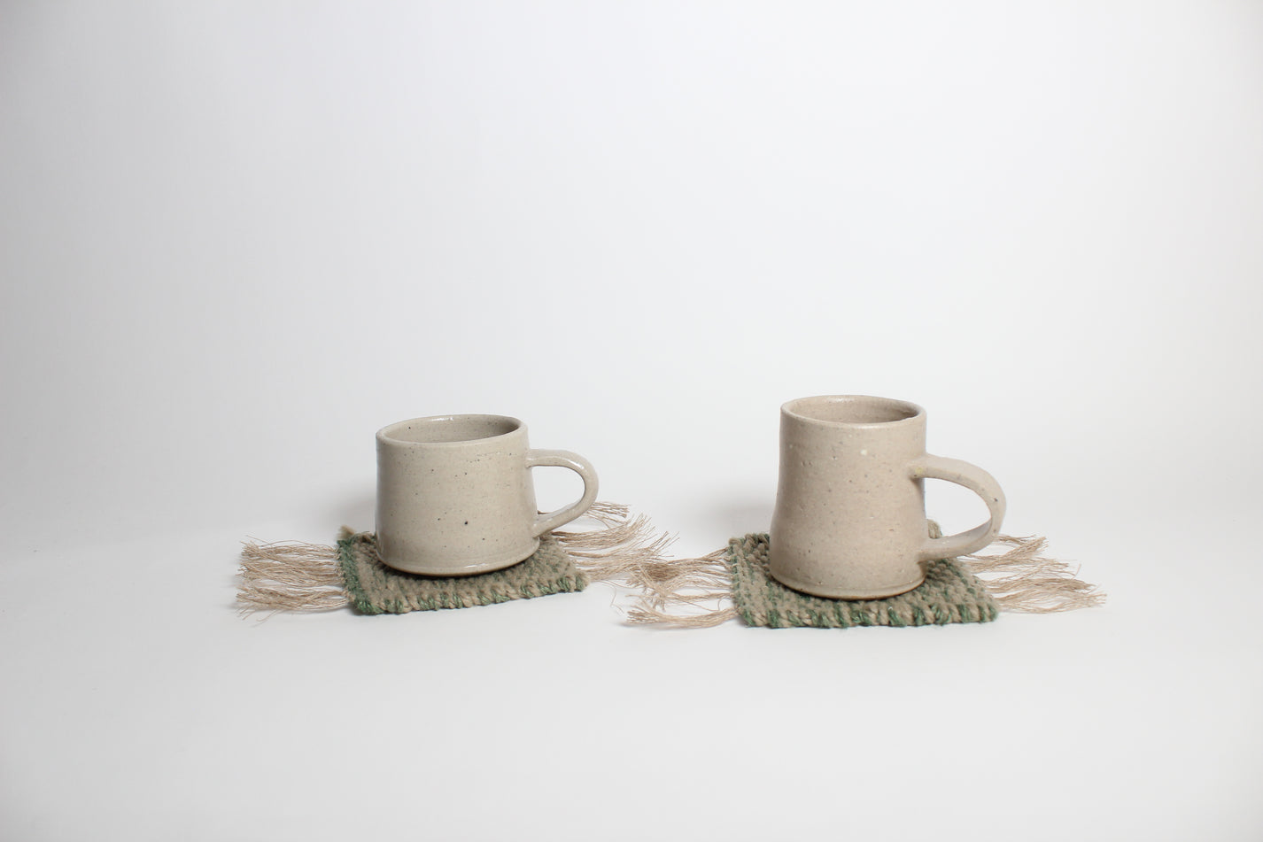 Korean Hand-knitted Tweed Coaster Set, Sage Green