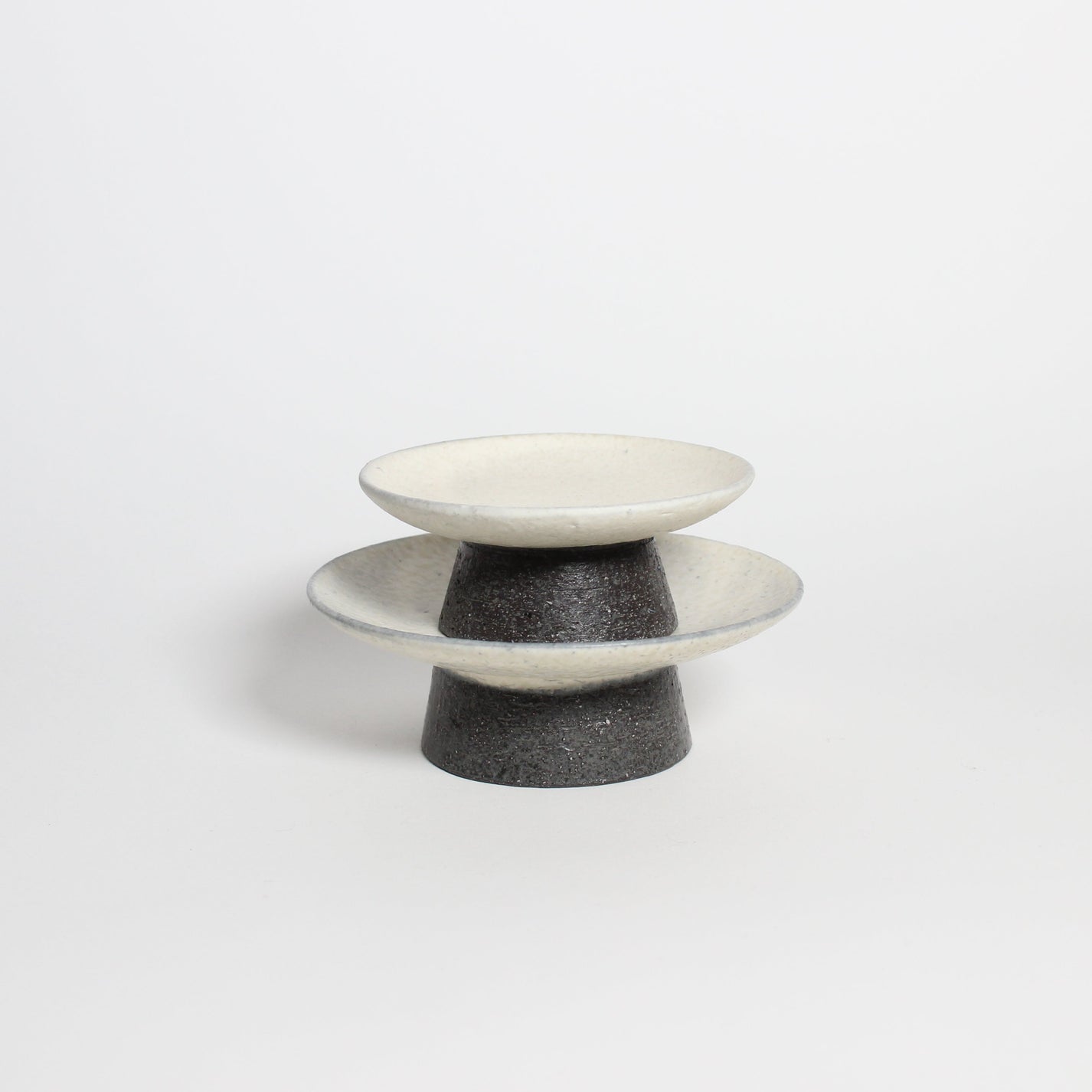 Korean buncheong ceramic highstand plates