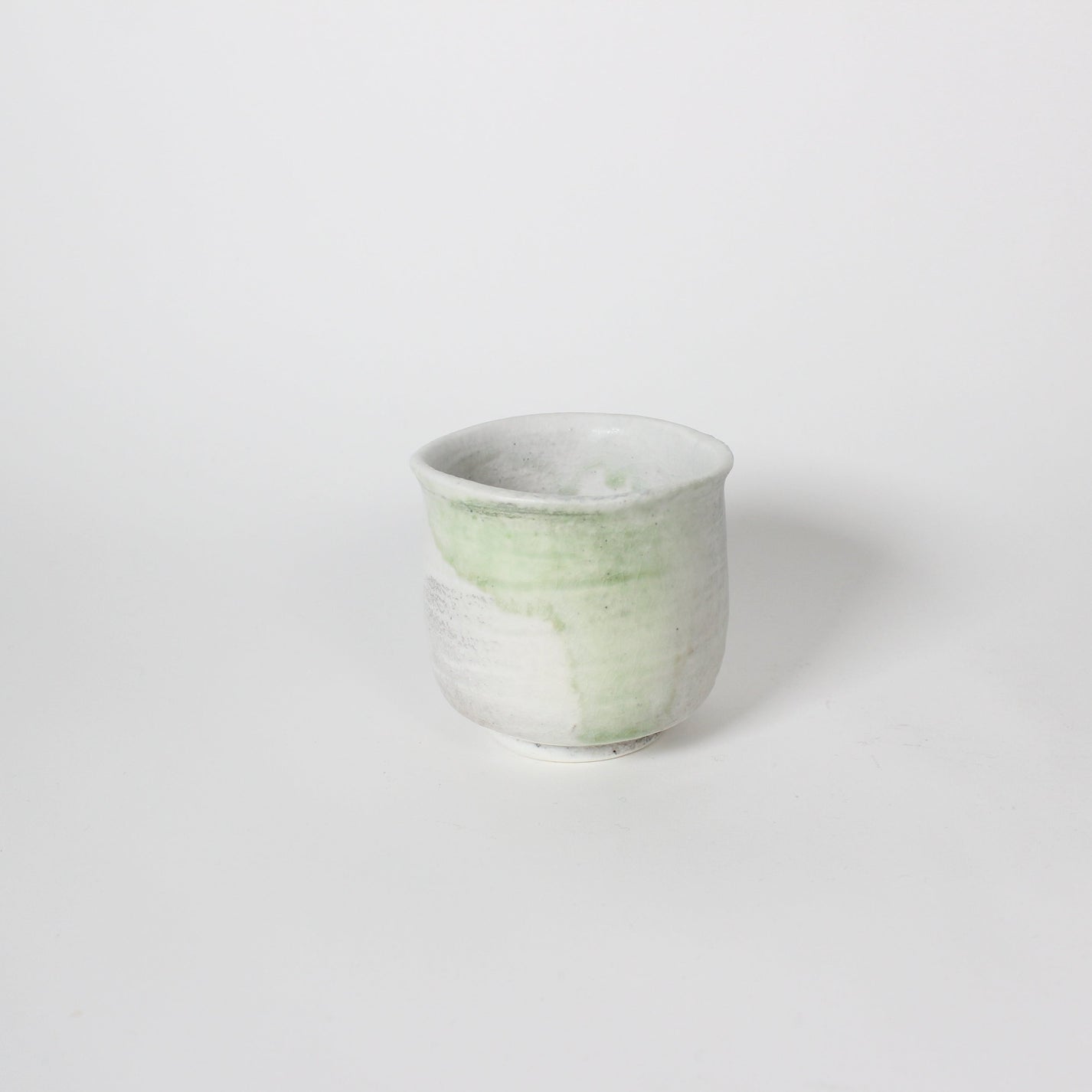 Japanese Shigaraki Ceramic Tea Cup, White & Green