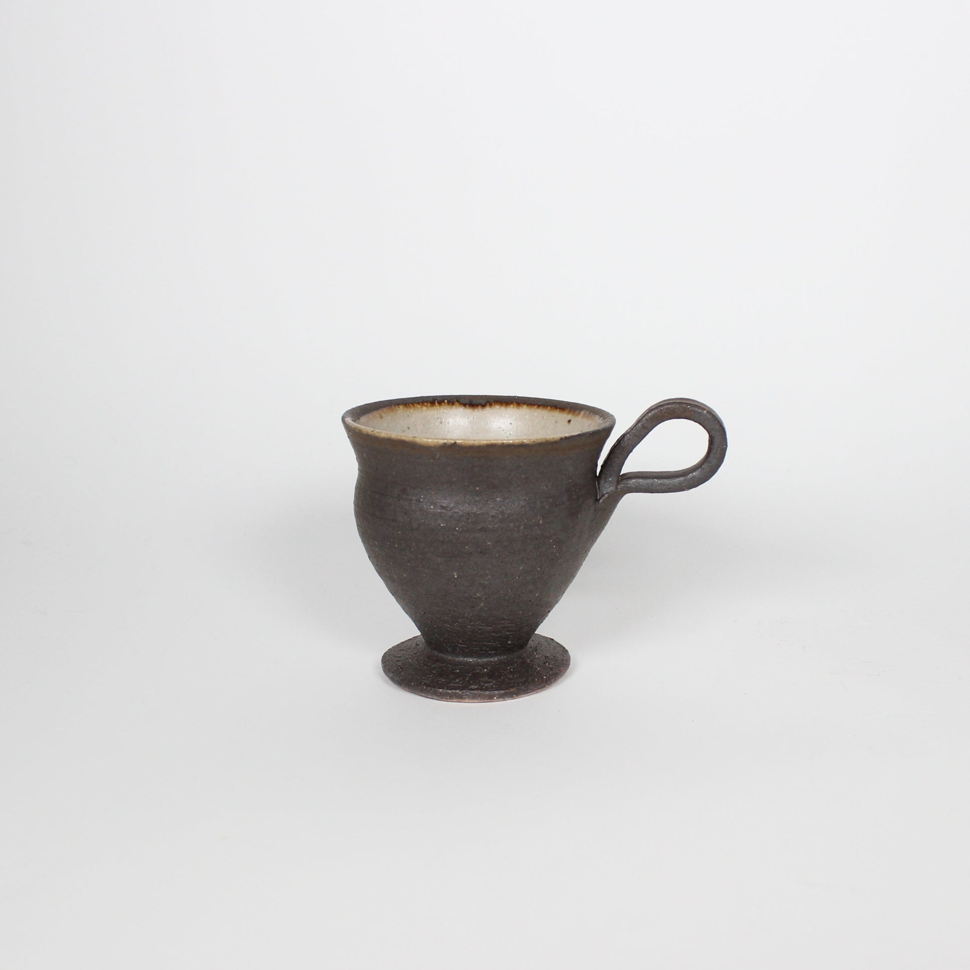 Japanese Shigaraki High-Footed Espresso Cup, Brown