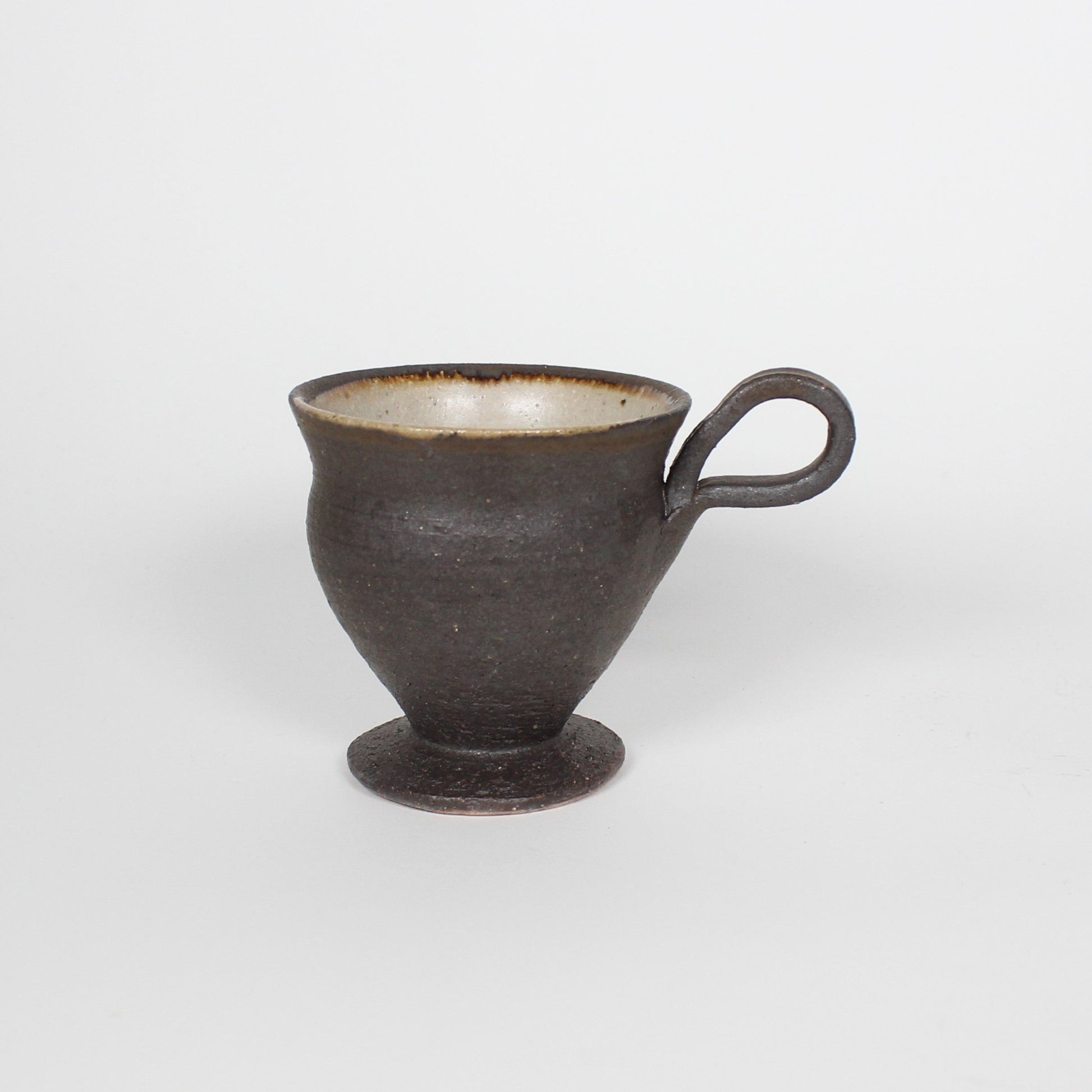 Japanese Shigaraki High-Footed Espresso Cup, Brown
