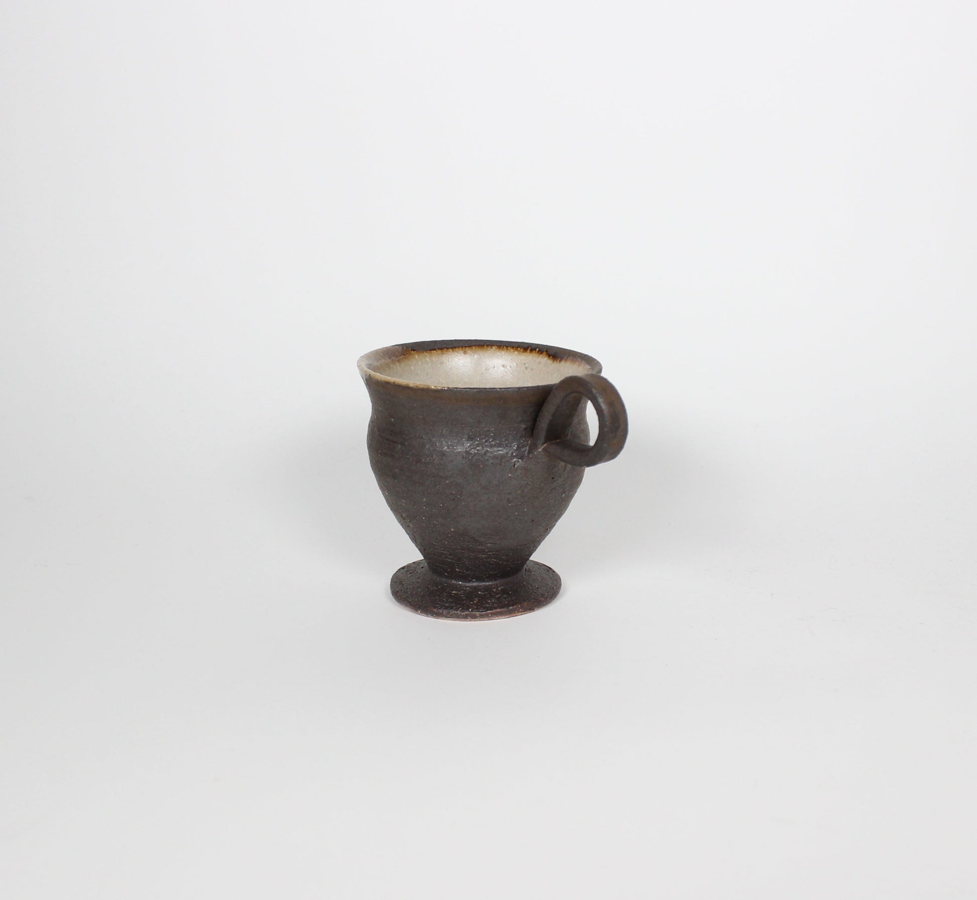 Japanese Shigaraki High-Footed Espresso Cup, Brown