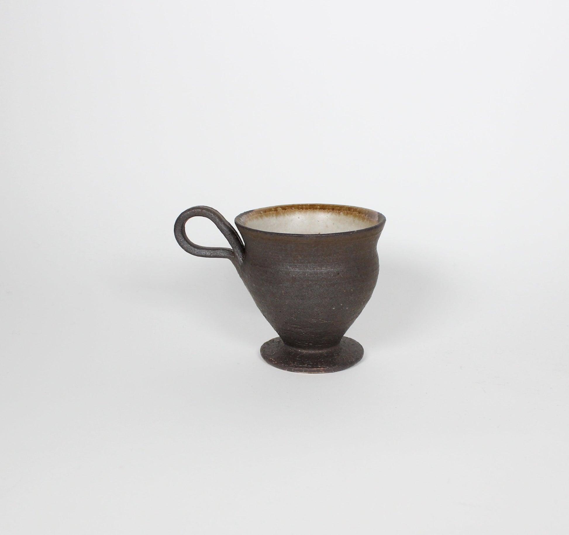 Japanese Shigaraki High-Footed Espresso Cup, Brown