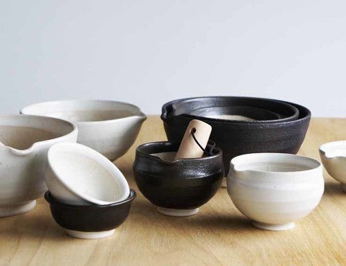 Japanese Mino-ware Ceramic Mortar, Black
