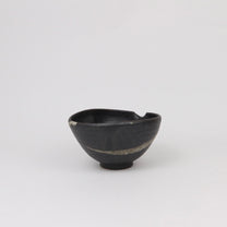 Japanese Shigaraki Ceramic Katakuchi Bowl in Black Glaze