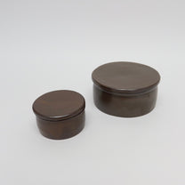 Korean Onggi Earthenware Flat Round Jar with Lid, 2 Sizes