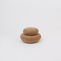 Ceramic Stacking Cairn Container with a Lid, Mini Light Brown