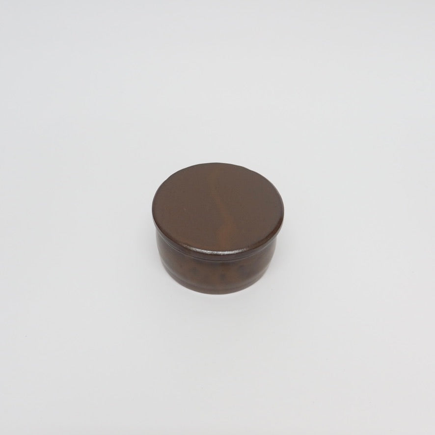 Korean Onggi Earthenware Flat Round Jar with Lid, 2 Sizes
