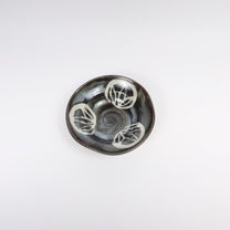 Japanese Ceramic Plate, Abstract Brushwork, Black