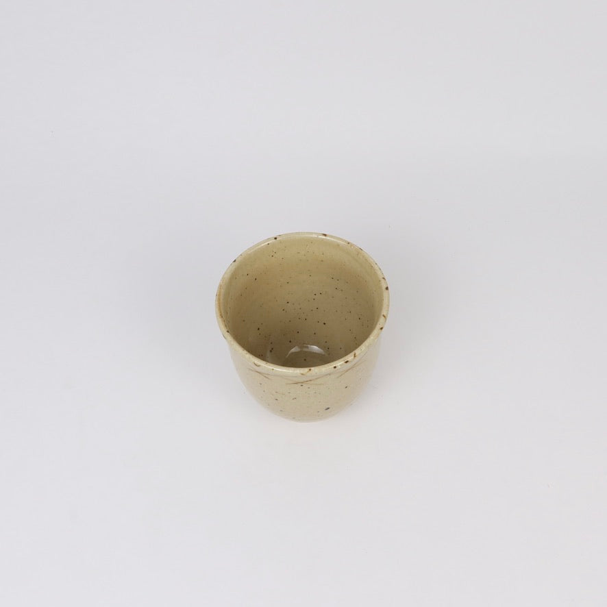 Japanese Shigaraki Ceramic Tea Cup, Mustard with Fine Brushstroke