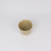 Japanese Shigaraki Ceramic Tea Cup, Mustard with Fine Brushstroke
