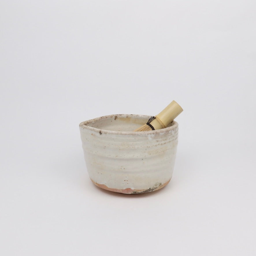 Wood-fired Shino Ceramic Katakuchi 片口 Matcha Whisking Bowl