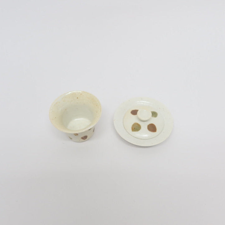 Korean Wood-fired Porcelain Dotted Gaiwan Teapot, Cooling Vessel &amp; Tea Cup