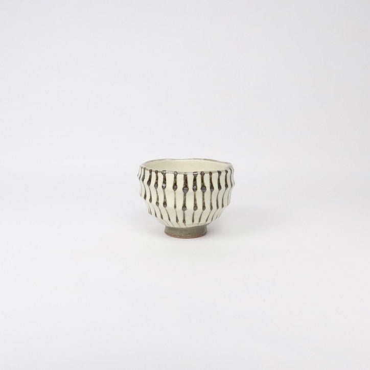 Japanese Mino-yaki Carved Ceramic Tea Cup