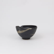 Japanese Shigaraki Ceramic Katakuchi Bowl in Black Glaze