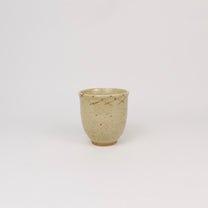Japanese Shigaraki Ceramic Tea Cup, Mustard with Fine Brushstroke