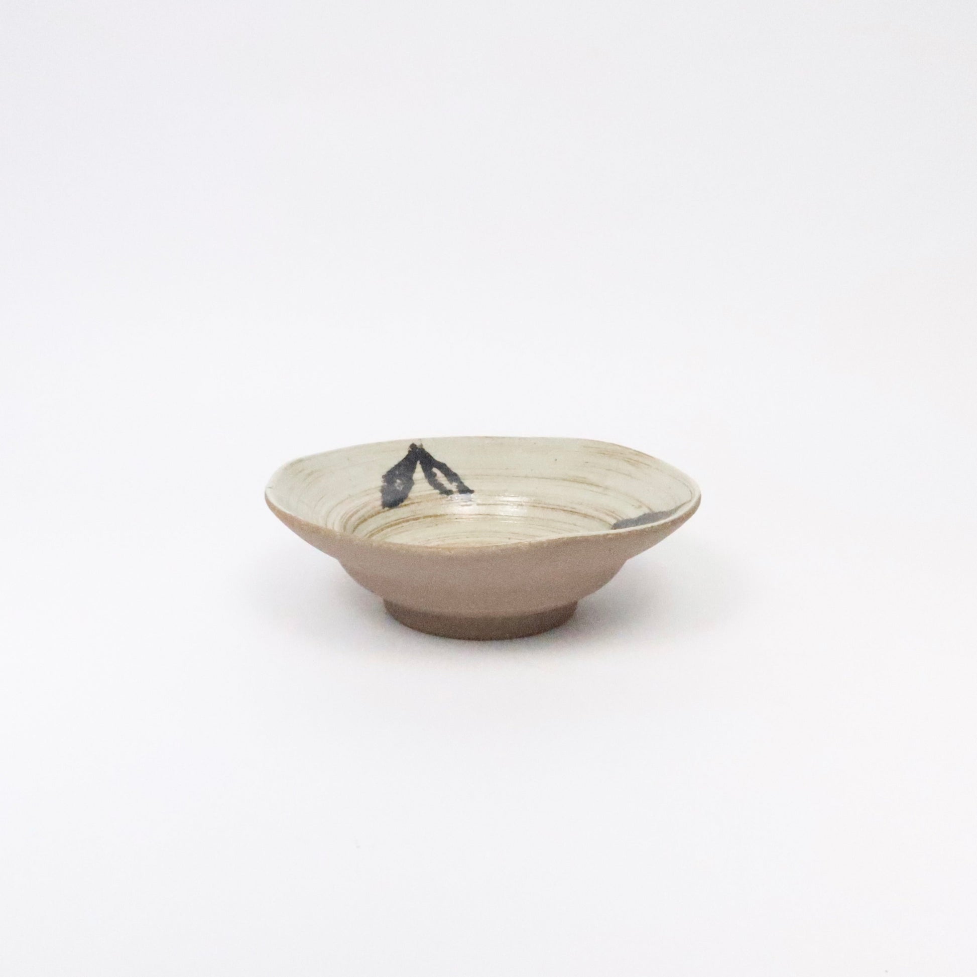 Japanese Ceramic Plate, Abstract Brushwork, Beige