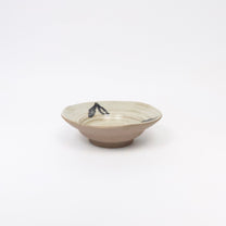 Japanese Ceramic Plate, Abstract Brushwork, Beige