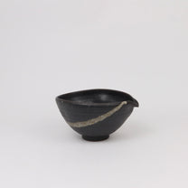 Japanese Shigaraki Ceramic Katakuchi Bowl in Black Glaze
