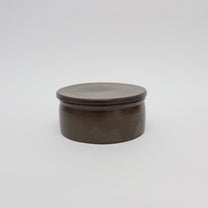 Korean Onggi Earthenware Flat Round Jar with Lid, 2 Sizes