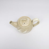 Japanese Mino-yaki Beige Ceramic Teapot, Brushwork