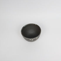 Japanese Shigaraki Yohen Ceramic Bowl, Charcoal with Drippy Glaze