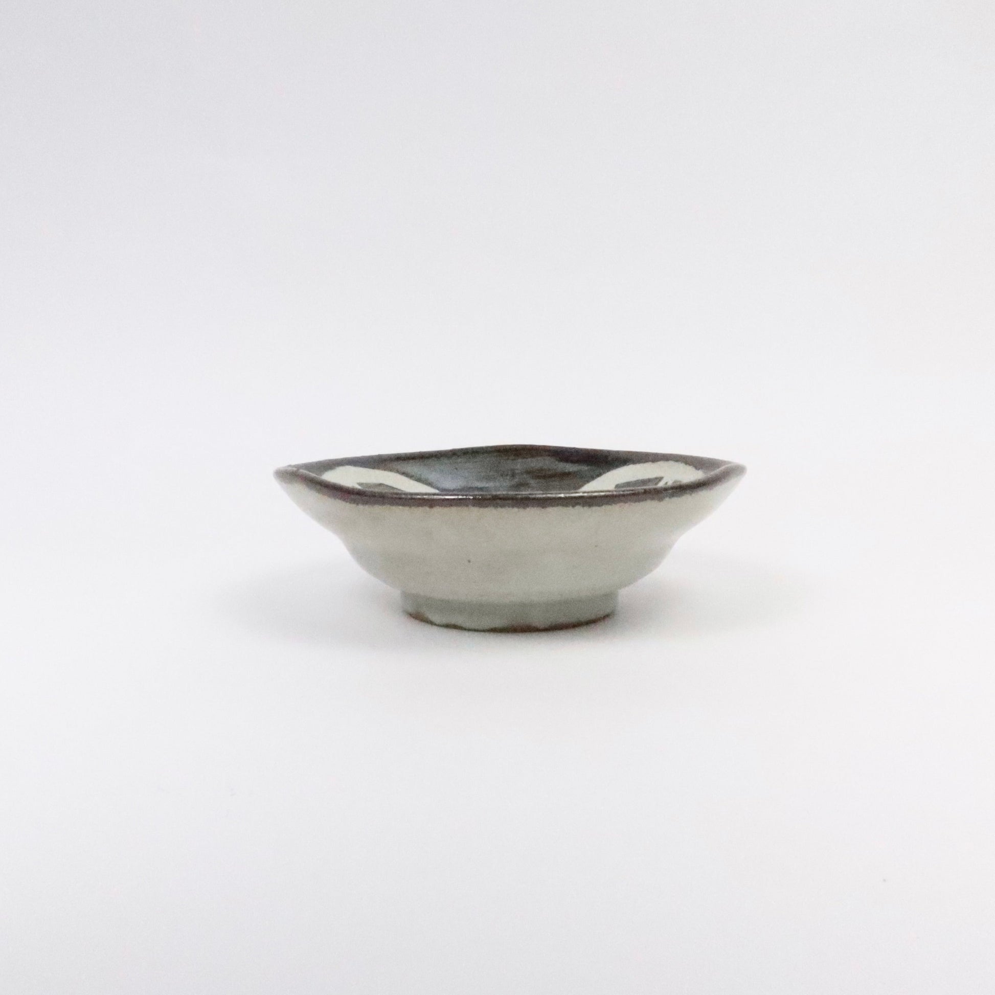 Japanese Ceramic Plate, Abstract Brushwork, Black