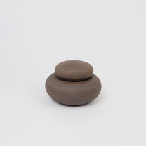 Ceramic Stacking Cairn Container with a Lid, Mini Dark Brown