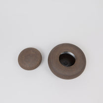 Ceramic Stacking Cairn Container with a Lid, Mini Dark Brown