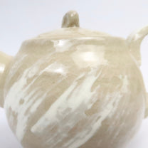 Japanese Mino-yaki Beige Ceramic Teapot, Brushwork