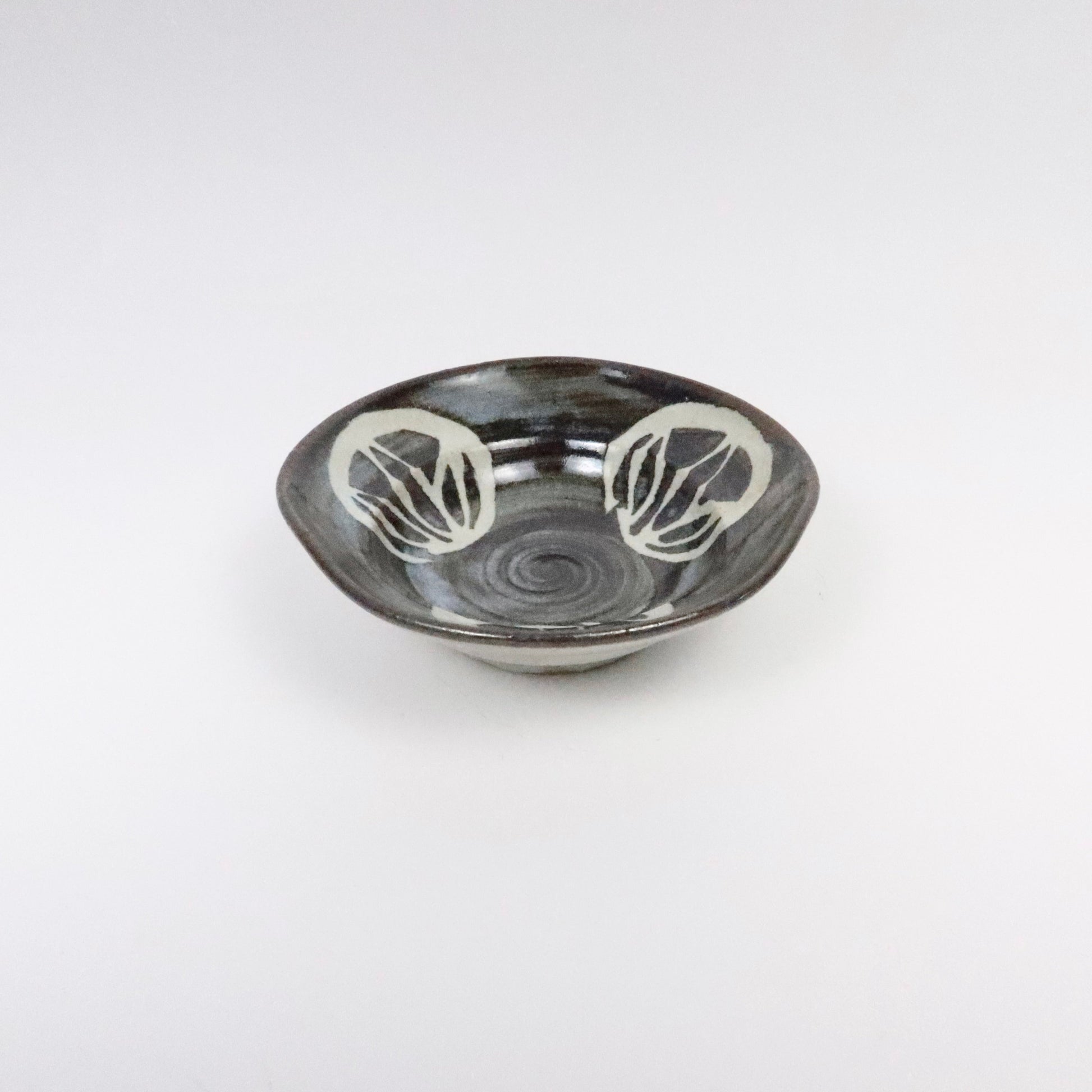 Japanese Ceramic Plate, Abstract Brushwork, Black