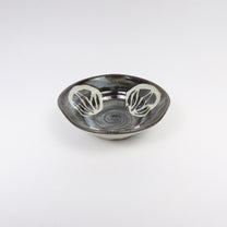 Japanese Ceramic Plate, Abstract Brushwork, Black