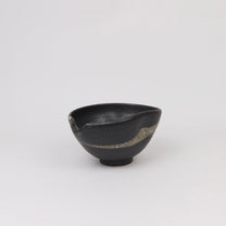 Japanese Shigaraki Ceramic Katakuchi Bowl in Black Glaze