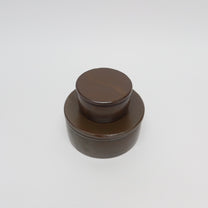 Korean Onggi Earthenware Flat Round Jar with Lid, 2 Sizes