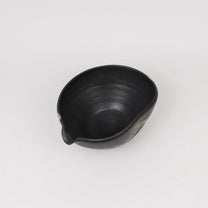 Japanese Shigaraki Ceramic Katakuchi Bowl in Black Glaze