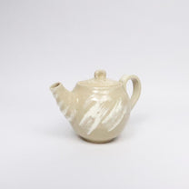 Japanese Mino-yaki Beige Ceramic Teapot, Brushwork