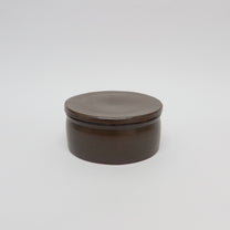 Korean Onggi Earthenware Flat Round Jar with Lid, 2 Sizes