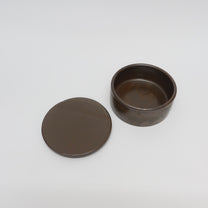 Korean Onggi Earthenware Flat Round Jar with Lid, 2 Sizes