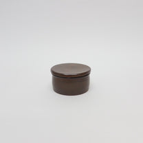 Korean Onggi Earthenware Flat Round Jar with Lid, 2 Sizes