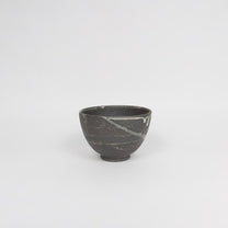 Japanese Shigaraki Yohen Ceramic Bowl, Charcoal with Drippy Glaze