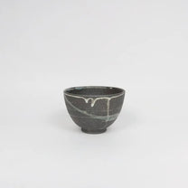 Japanese Shigaraki Yohen Ceramic Bowl, Charcoal with Drippy Glaze