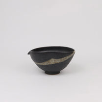 Japanese Shigaraki Ceramic Katakuchi Bowl in Black Glaze