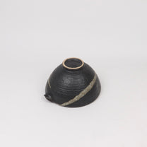 Japanese Shigaraki Ceramic Katakuchi Bowl in Black Glaze